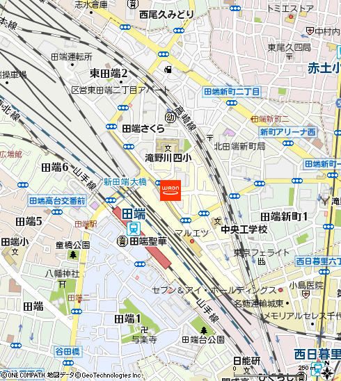 まいばすけっと東田端1丁目店付近の地図